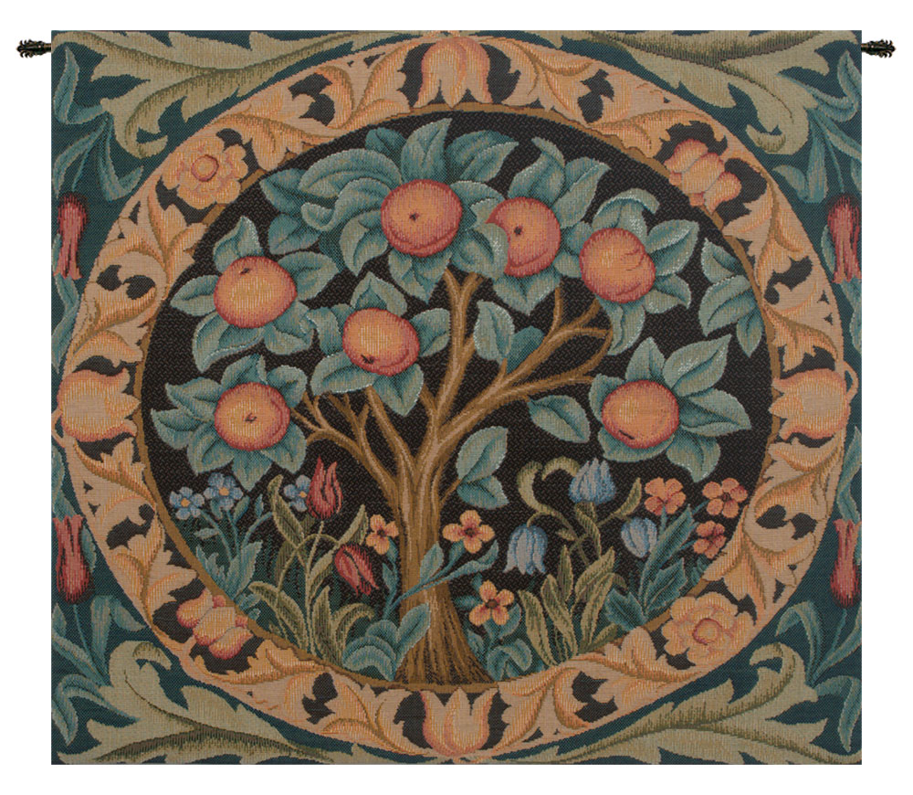 The Orange Tree French Tapestry Wall Hanging 27 x 28 in Jacquard Woven Botanical Garden Wall Art