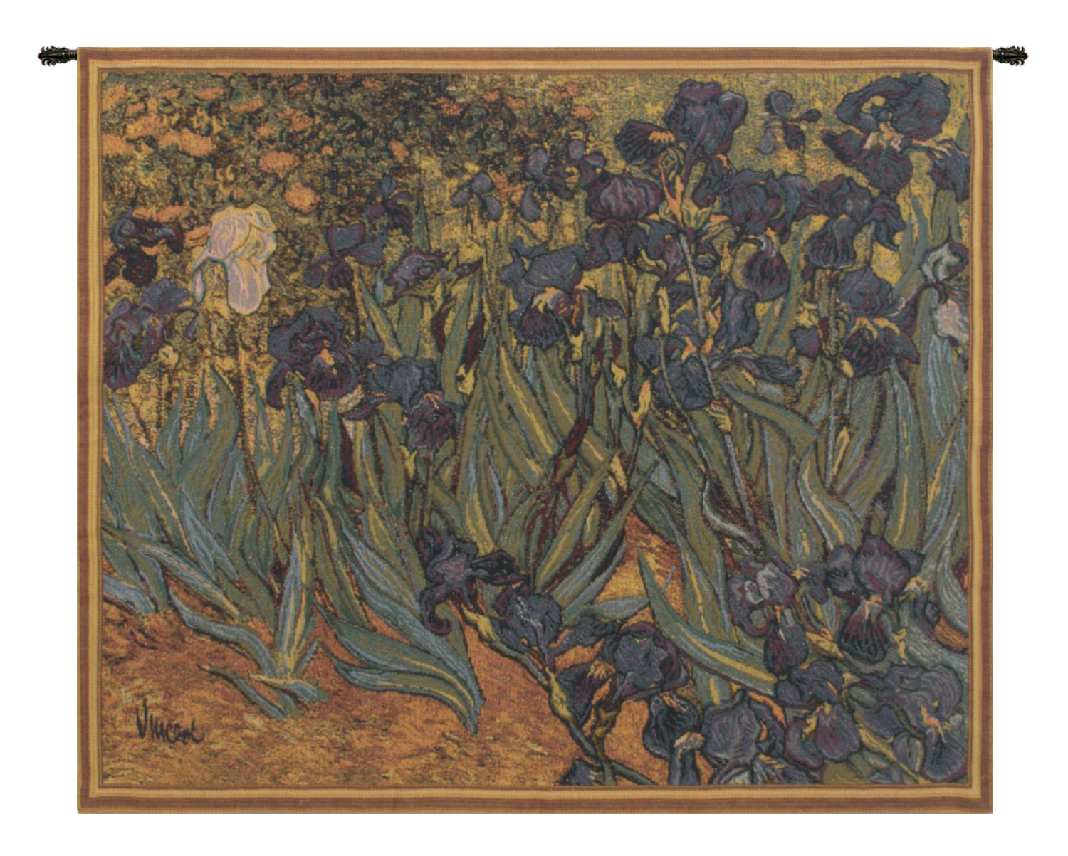 Vincent Van Gogh Iris Tapestry Wall Hanging 17 x 22 in Jacquard Woven Floral Wall Art