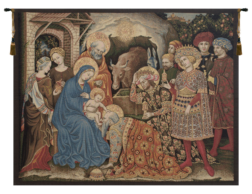 Gentile da Fabriano Adoration Palla Strozzi Italian Tapestry Wall Hanging 18x12 Inch Cotton Jacquard Woven Wall Tapestry