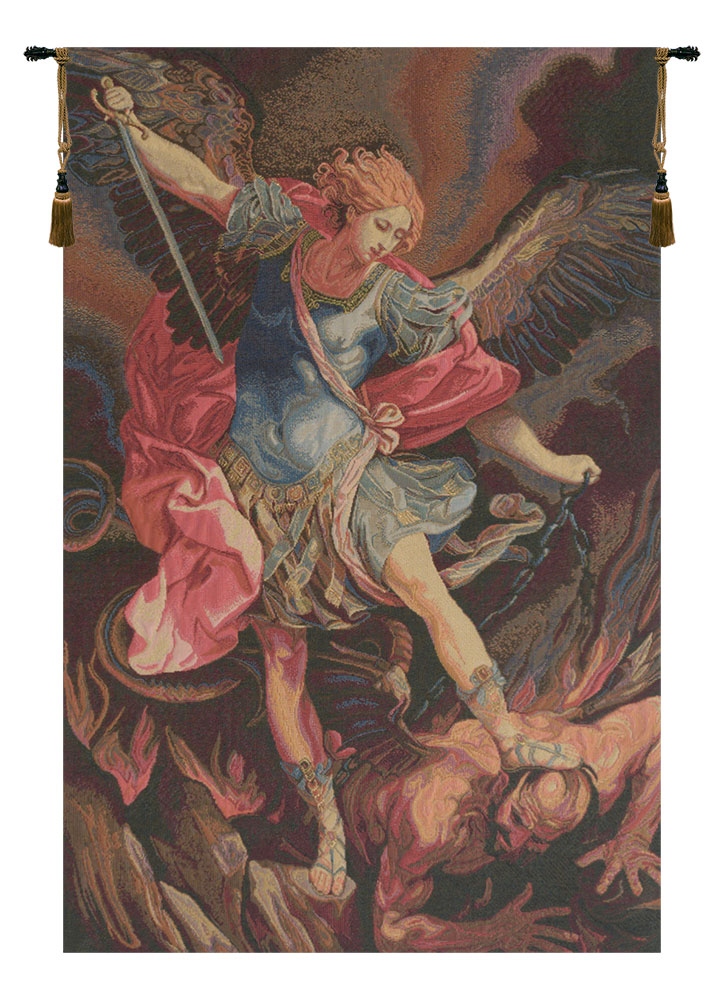 Guido Reni St. Michele Arcangelo Italian Tapestry Wall Hanging 18x12 Inch Cotton Jacquard Woven Wall Tapestry