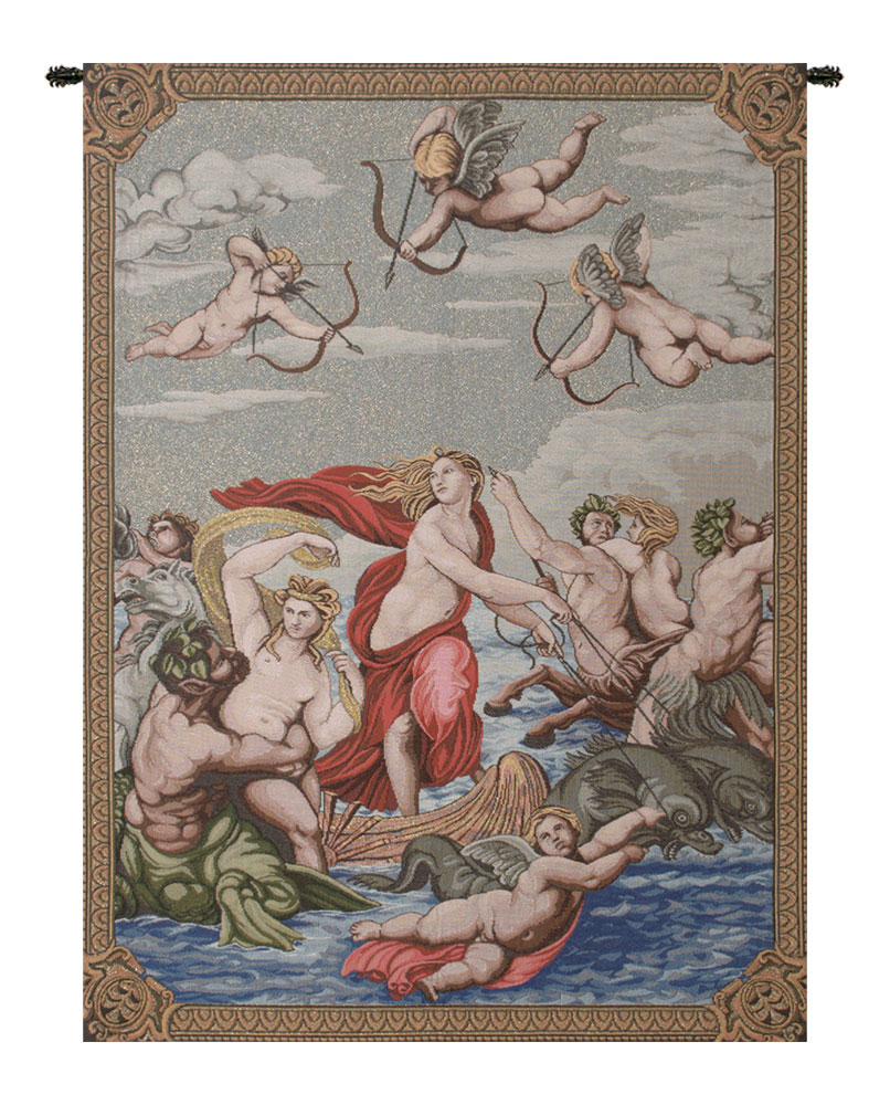 Raffaello Sanzio Galathea Italian Tapestry Wall Hanging 34x24 Inch Cotton Jacquard Woven Wall Tapestry
