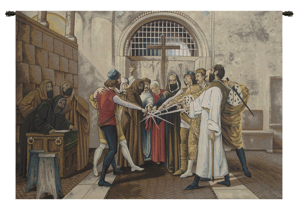Mose Bianchi Oath Italian Tapestry Wall Hanging 24x34 Inch Cotton Jacquard Woven Wall Tapestry