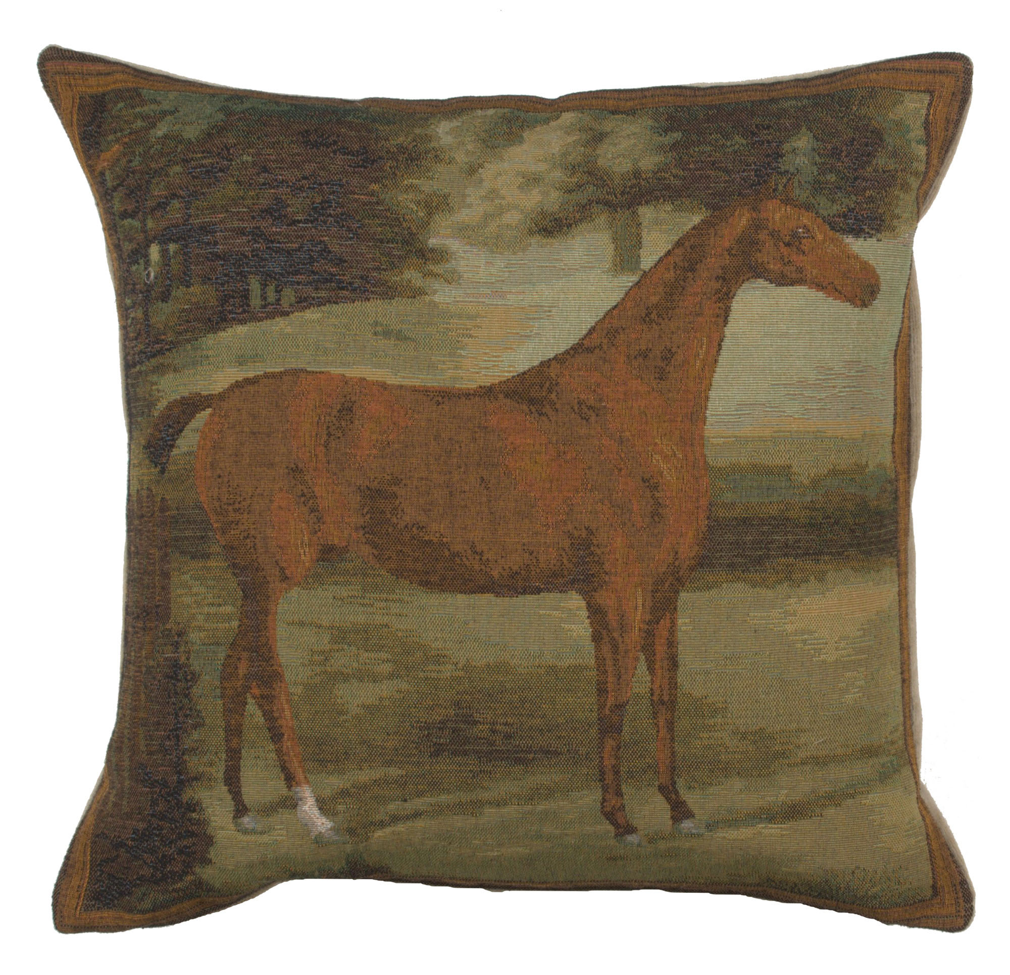John Boultbee Alezan Horse Tapestry Pillow Cover 19x19 Inch Cotton Jacquard Woven Cushion Cover