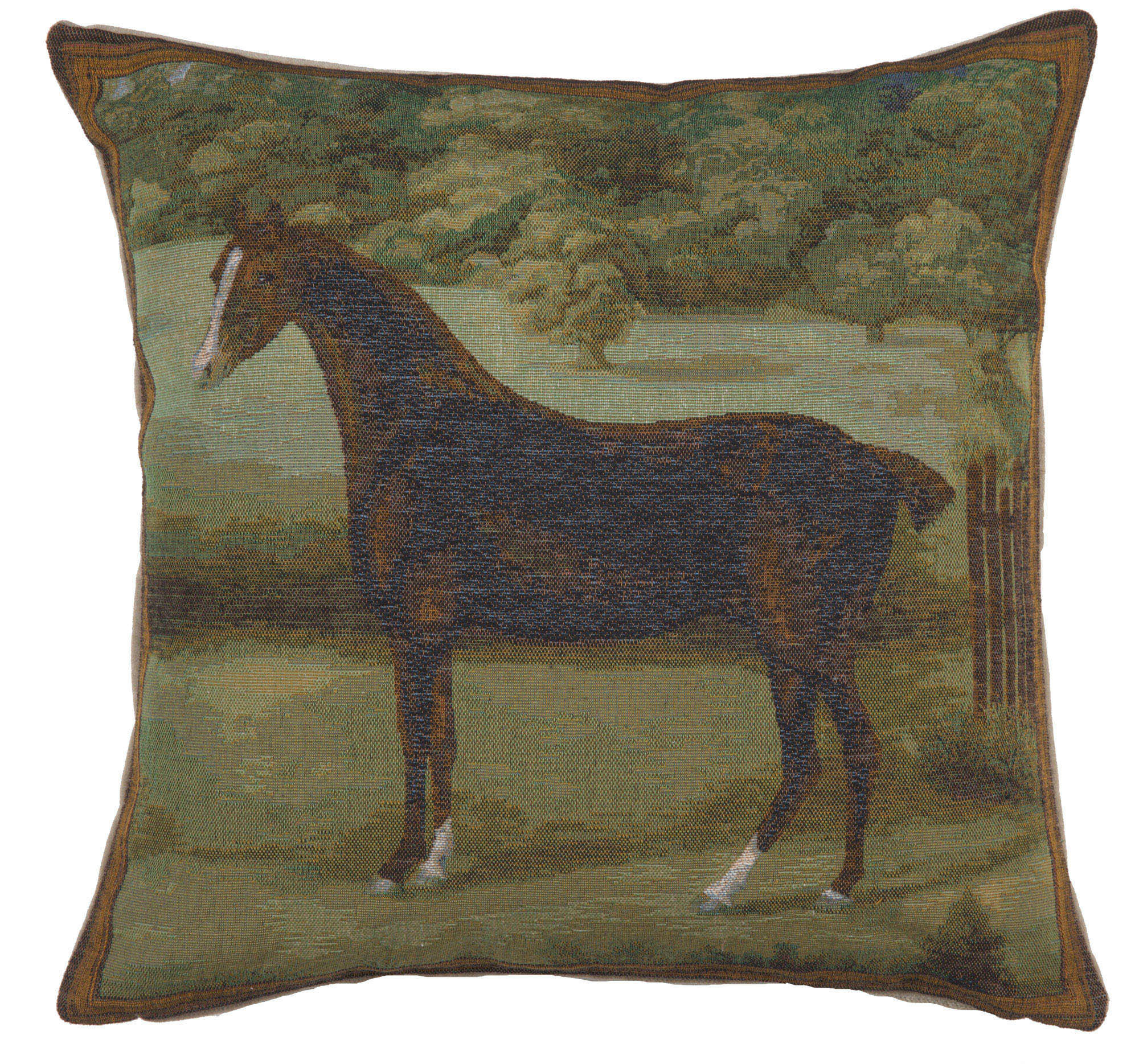John Boultbee Black Horse Tapestry Pillow Cover 19x19 Inch Cotton Jacquard Woven Cushion Cover