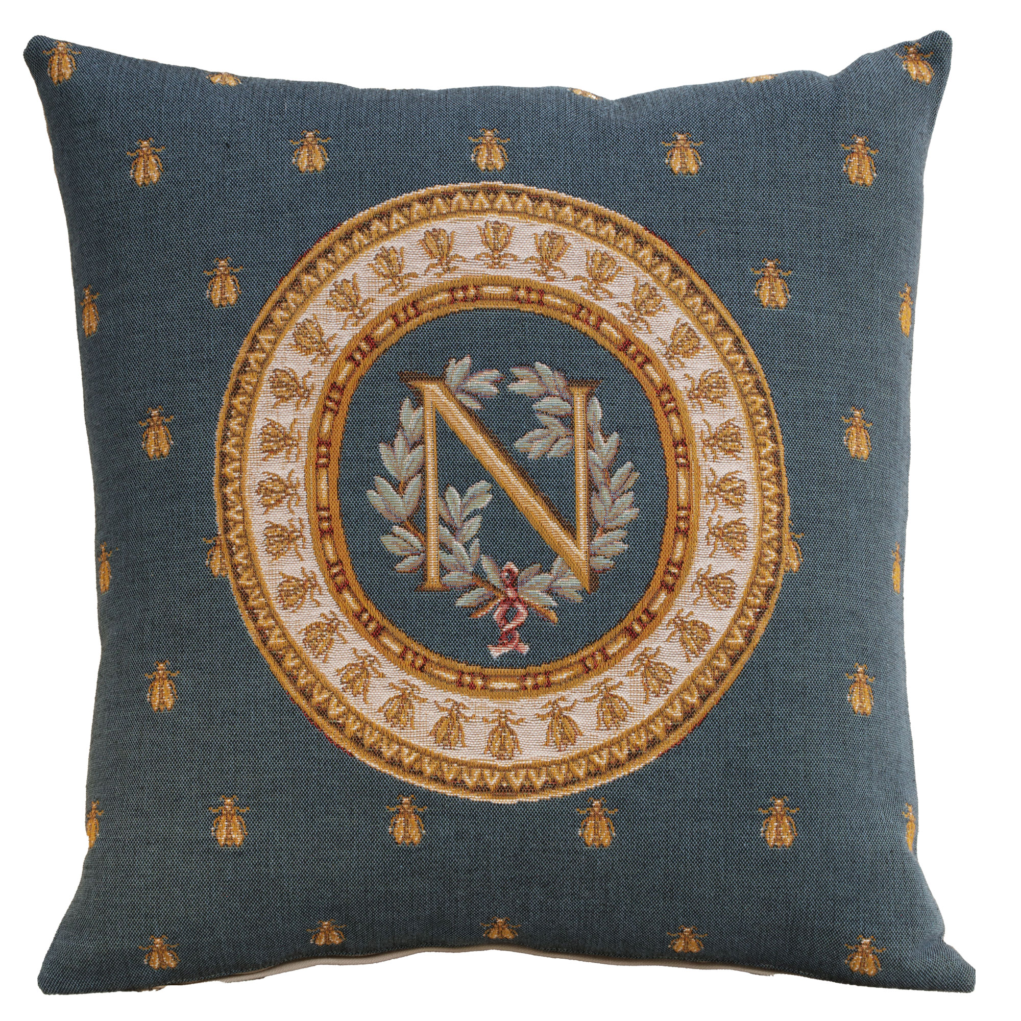 French Decorative Blue Tapestry Pillow Cover 18x18 Inch Cotton Jacquard Woven Cushion Cover