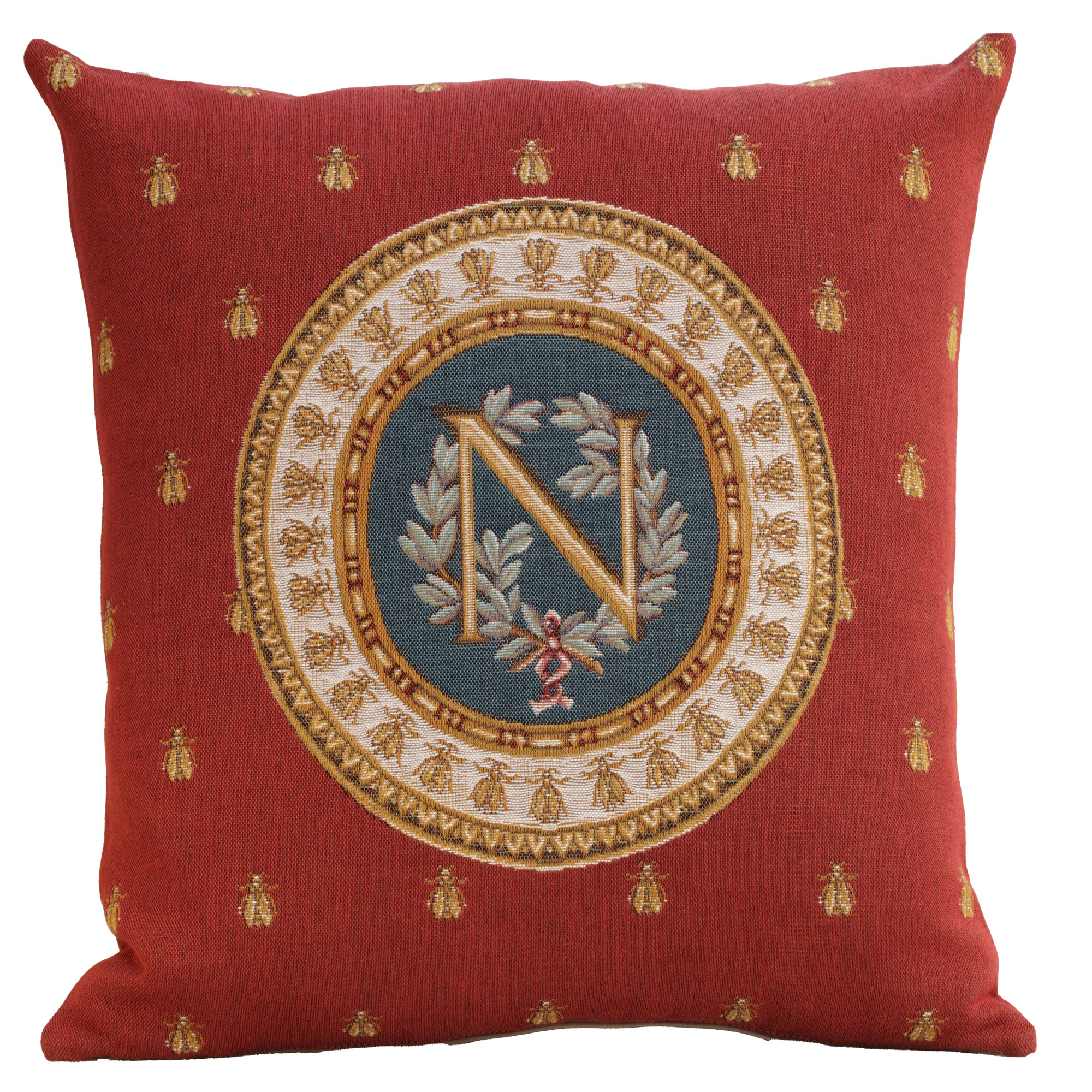 French Decorative Red Tapestry Pillow Cover 18x18 Inch Cotton Jacquard Woven Cushion Cover