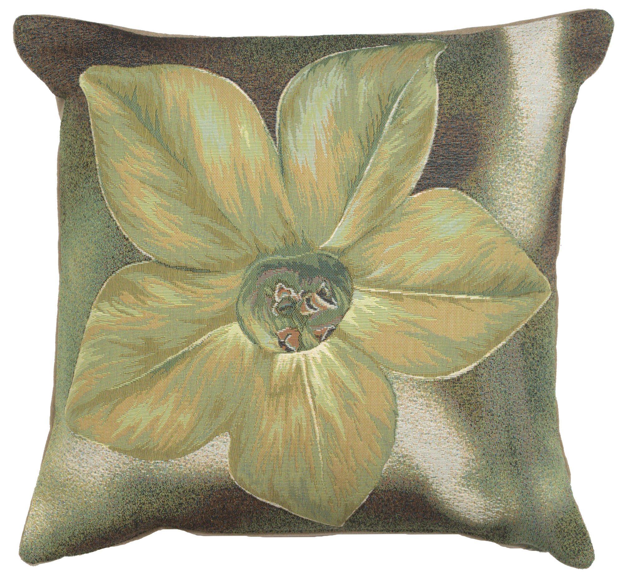 Floral Green Star Tapestry Pillow Cover 19x19 Inch Cotton Jacquard Woven Cushion Cover