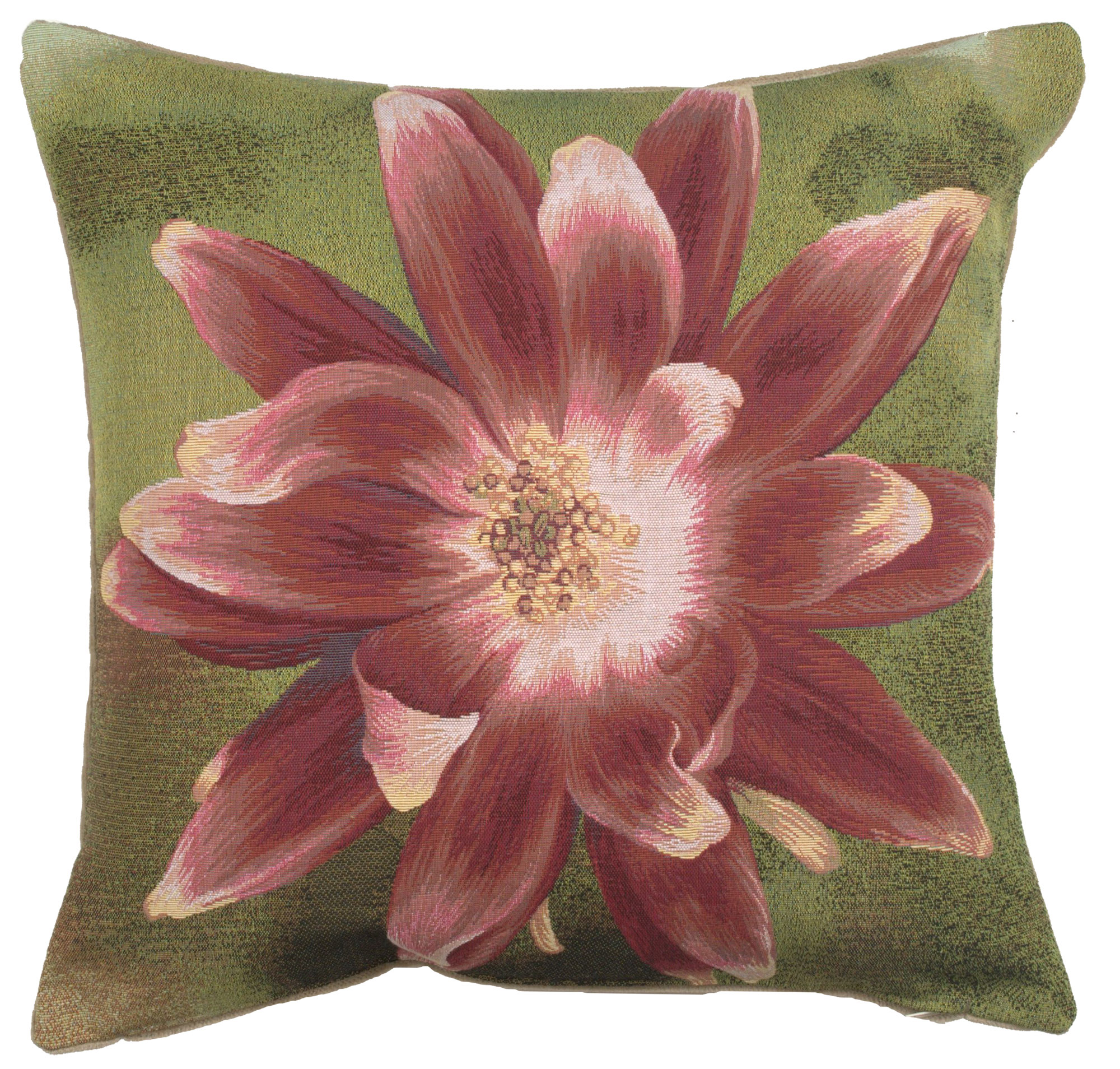 Floral Red Star Tapestry Pillow Cover 19x19 Inch Cotton Jacquard Woven Cushion Cover