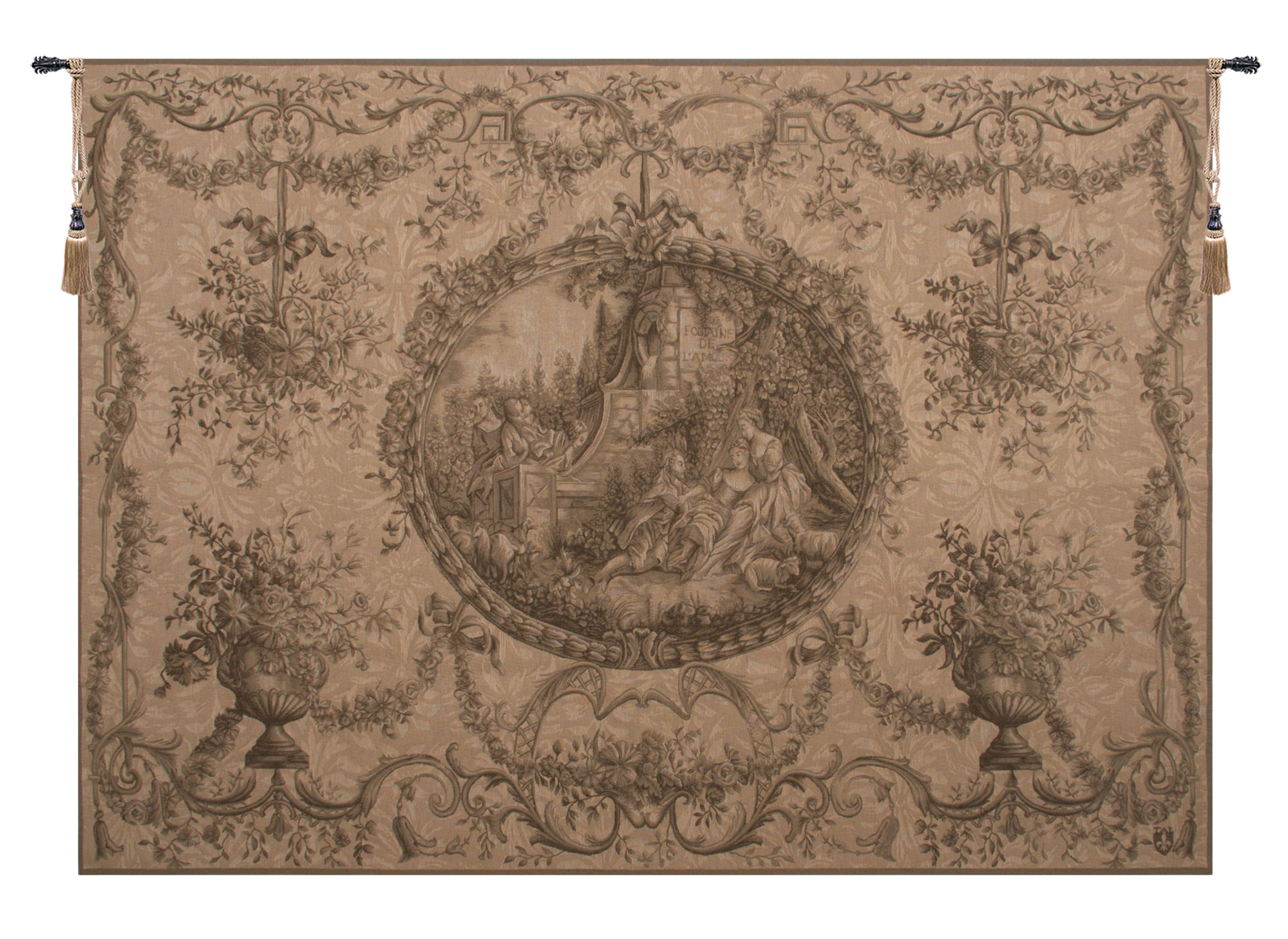 Francois Boucher Fountaine de l'amour Tapestry Wall Hanging 42 x 58 in Romantic Rococo Jacquard Woven Decor