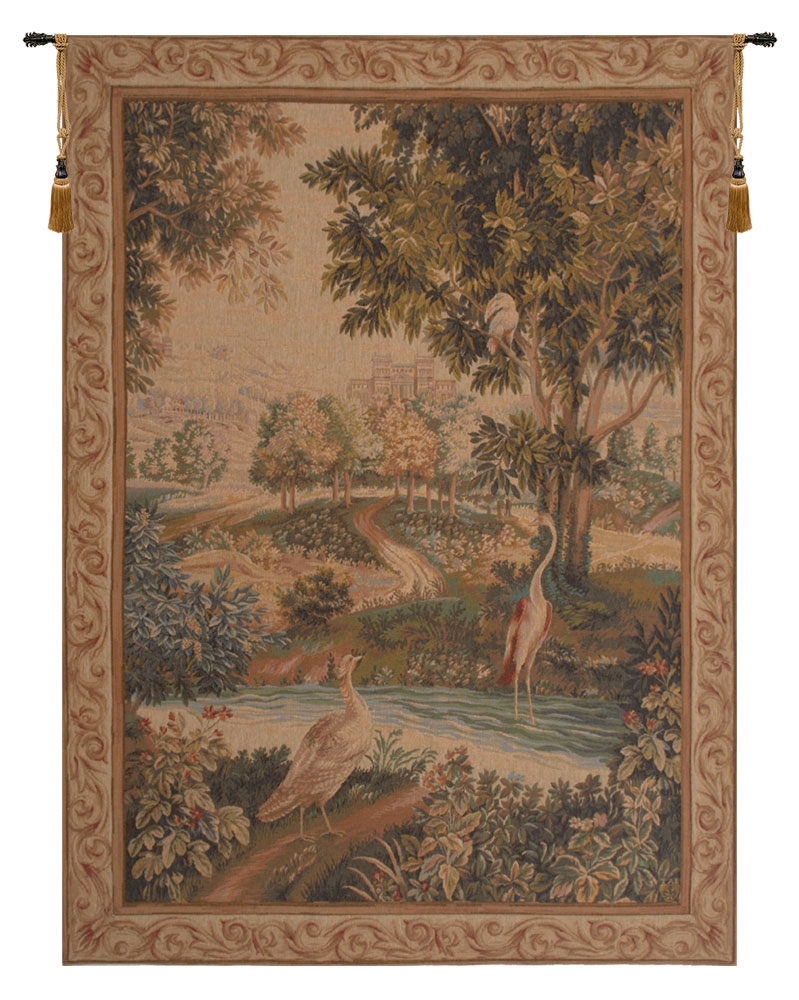 Verdure Aux Oiseaux I French Tapestry Wall Hanging 58 x 43 Inch Birds Woodland Jacquard Woven European Decor