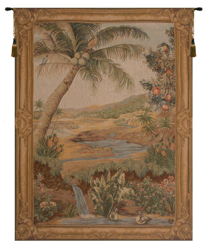 L'Oasis Floral Tapestry Wall Hanging 58 x 44 in Exotic Botanical Garden Jacquard Woven European Home Decor