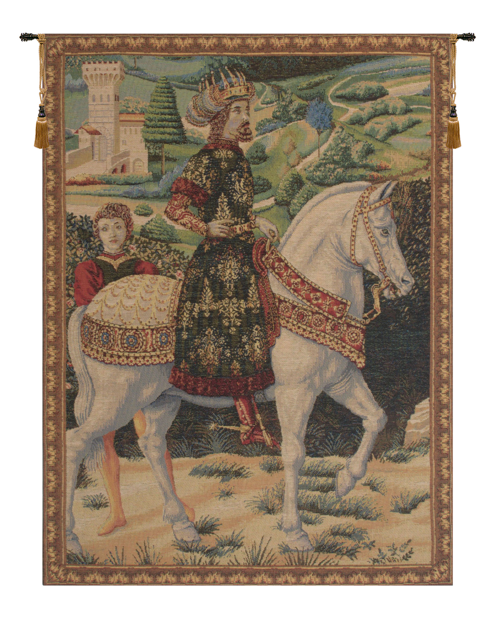 Benozzo Gozzoli Melchior Tapestry Wall Hanging 38 x 28 in Renaissance Religious Jacquard Woven European Art