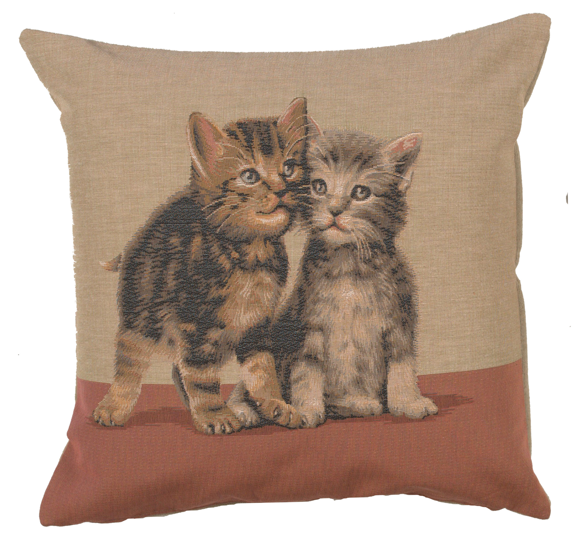 Henriette Ronner Two Kittens Tapestry Pillow Cover 19x19 Inch Cotton Jacquard Woven Cushion Cover