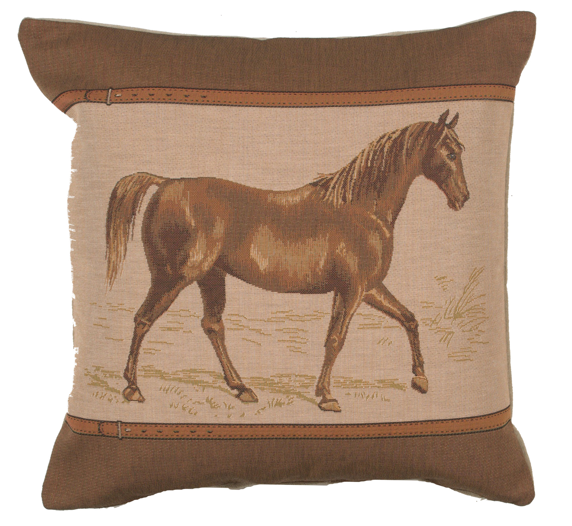 John Boultbee Horse Belt Tapestry Pillow Cover 19x19 Inch Cotton Jacquard Woven Cushion Cover