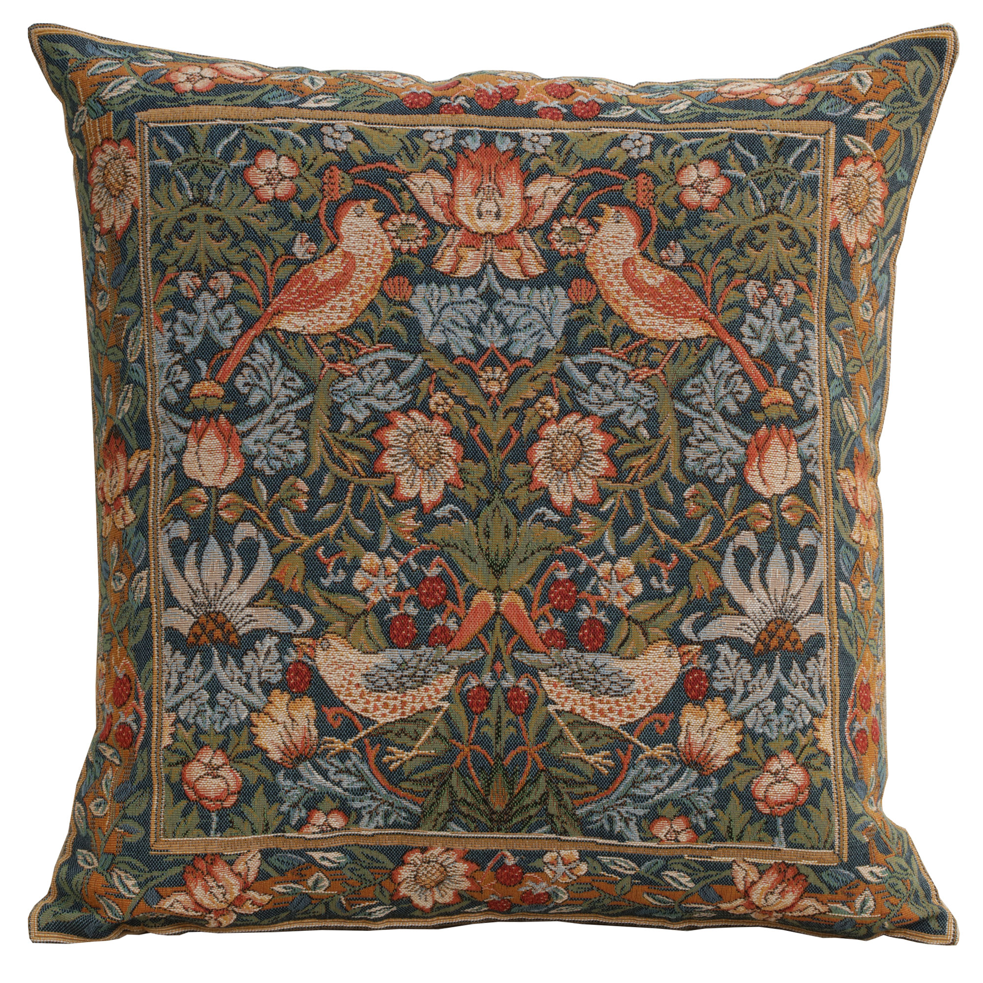 Birds Face to Face Medieval Tapestry Pillow Cover 19x19 inch European Cotton Jacquard Woven Cushion Cover