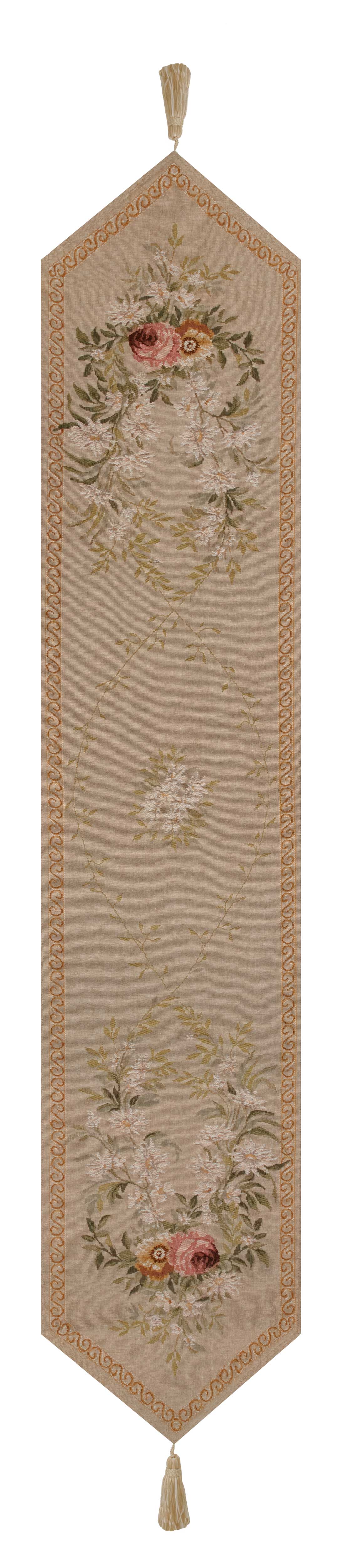 Aubusson Light I Large French Jacquard Woven Table Runner 71x14 Inch Traditional Decor