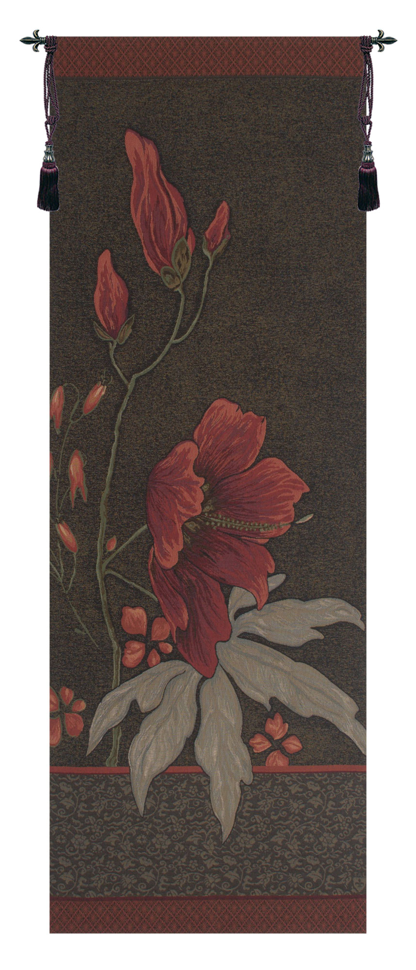 Dark Althea French Tapestry Wall Hanging 78x28 Inch Cotton Jacquard Woven Wall Tapestry