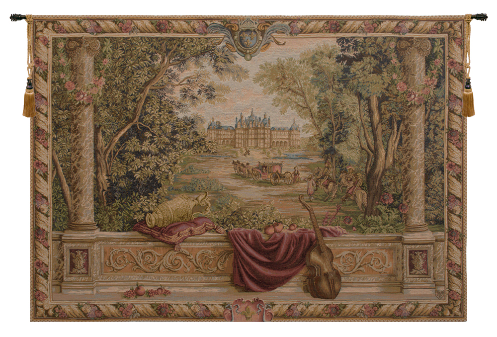 Verdure Au Chateau II French Tapestry Wall Hanging 34 X 44 Inch Jacquard Woven Castle Landscape Wall Art