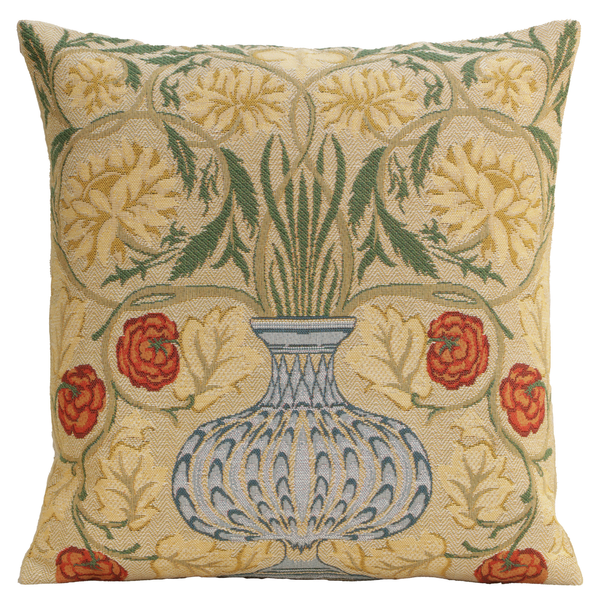 Yellow Rose Belgian Tapestry Pillow Cover 18x18 inch 100% Cotton Belgian Jacquard Woven Cushion Cover