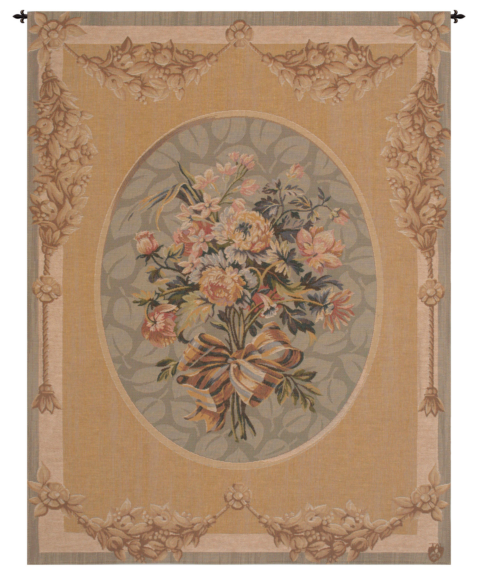 Petit Bouquet French Tapestry Wall Hanging 40x30 Inch Cotton Jacquard Woven Wall Tapestry