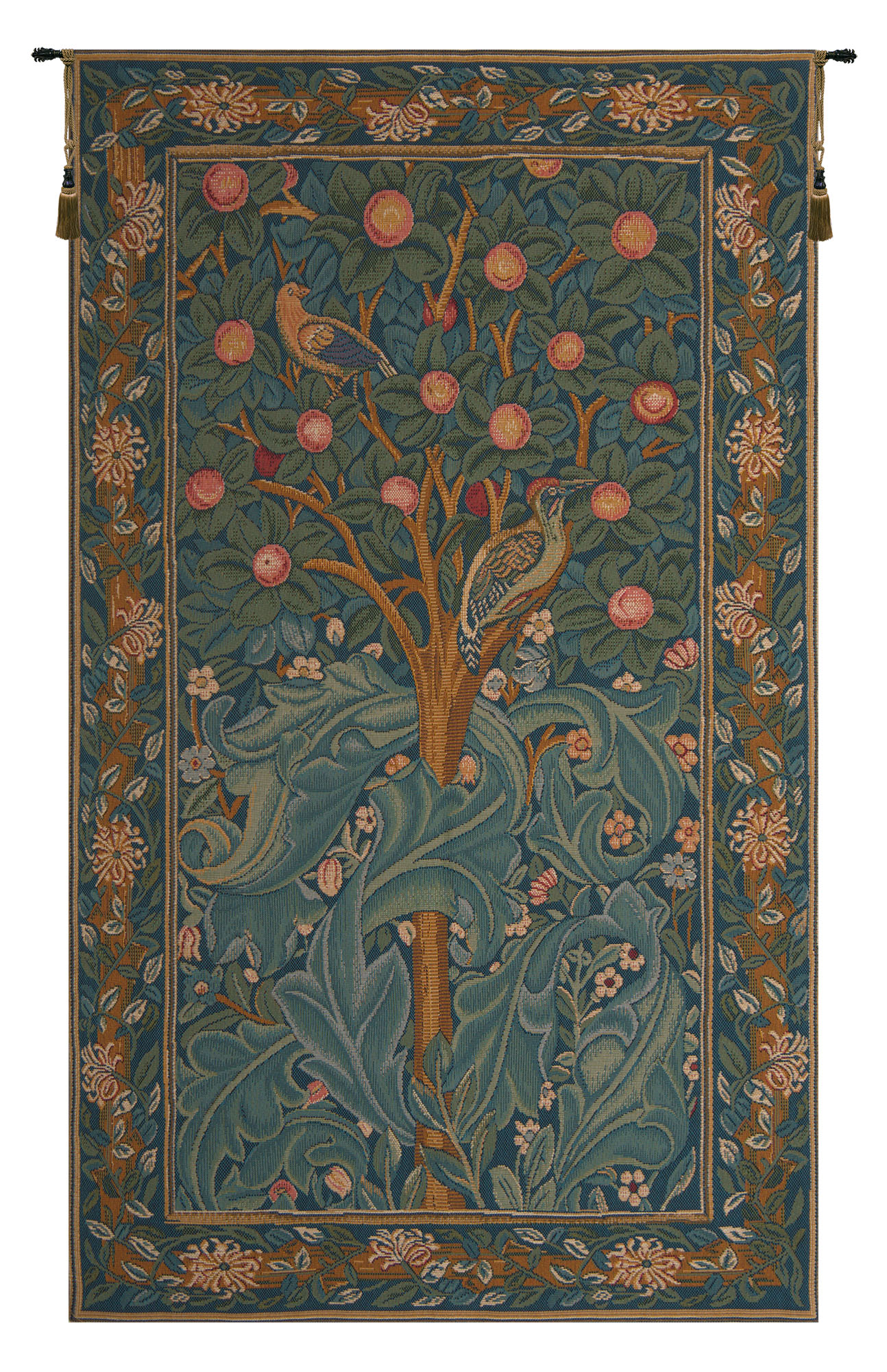 William Morris Woodpecker without Verse Tapestry Wall Hanging 45 x 28 in Jacquard Woven Arts and Crafts Wall Art