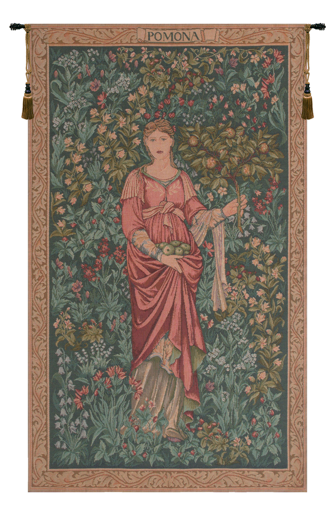 Edward Burne Jones Pomona Tapestry Wall Hanging 32 x 19 in Jacquard Woven Pre-Raphaelite Wall Art