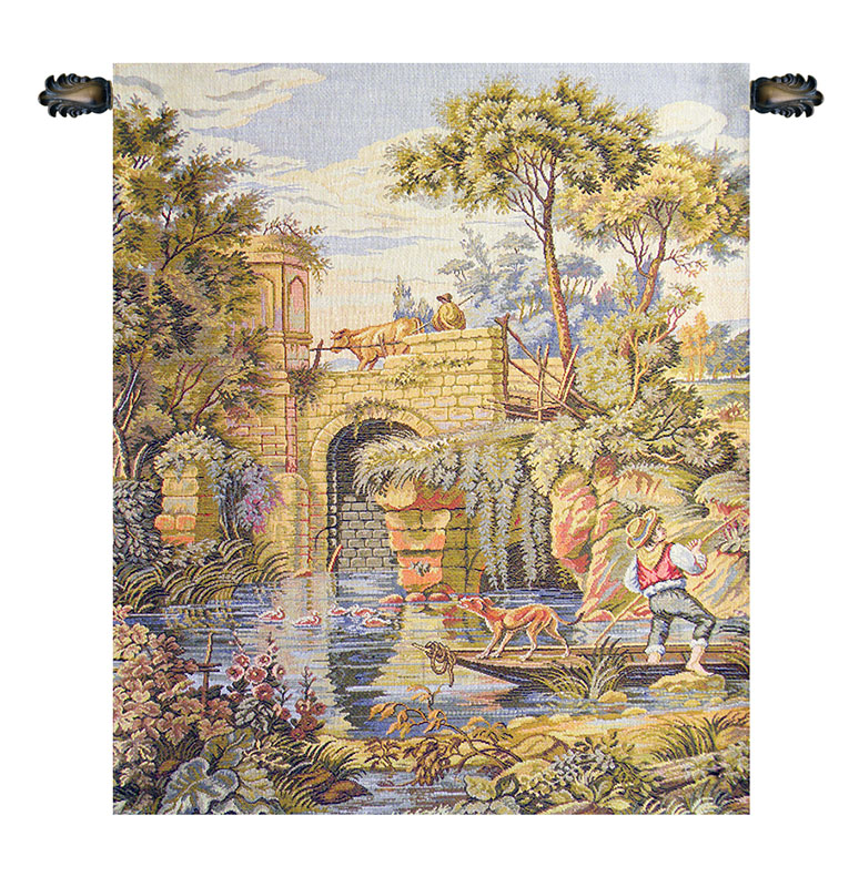 Francois Boucher Ponte Old Bridge Italian Tapestry Wall Hanging 18x16 Inch Cotton Jacquard Woven Wall Tapestry