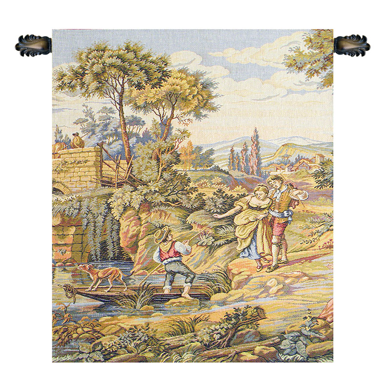 Francois Boucher Barcaiolo Italian Tapestry Wall Hanging 18x16 Inch Cotton Jacquard Woven Wall Tapestry
