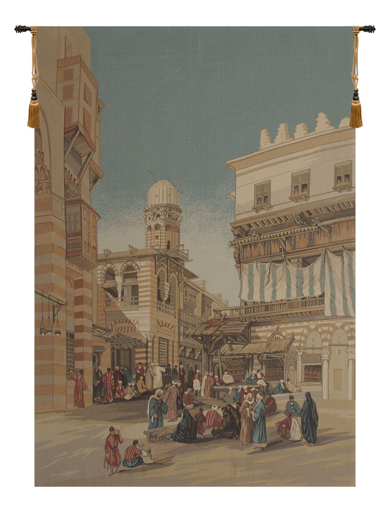Market Square European Tapestry, Castle & Monument Decorative Wall Hanging