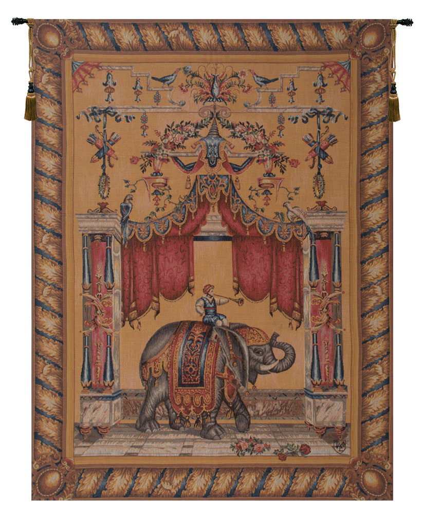 Decorative Grotesque Elephant Vintage Tapestry Wall Hanging 58 x 44 in Jacquard Woven Animal Wall Art