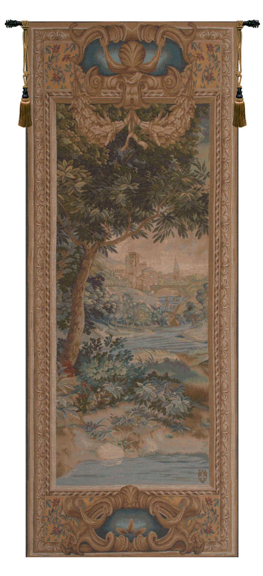Portiere Cascade I Landscape Tapestry Wall Hanging 74 x 30 in Jacquard Woven Verdure Wall Art