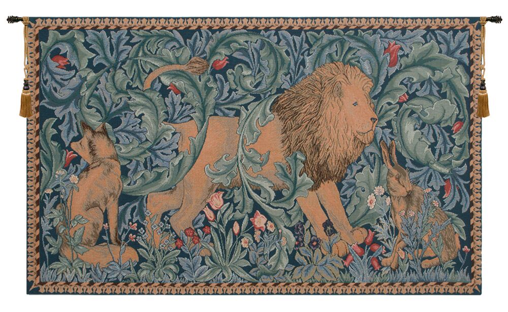 William Morris Lion I Tapestry Wall Hanging 19 x 33 in