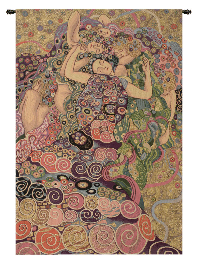 Gustav Klimt The Virgin Vintage Tapestry Wall Hanging 36 x 24 in Art Nouveau Jacquard Woven Wall Art