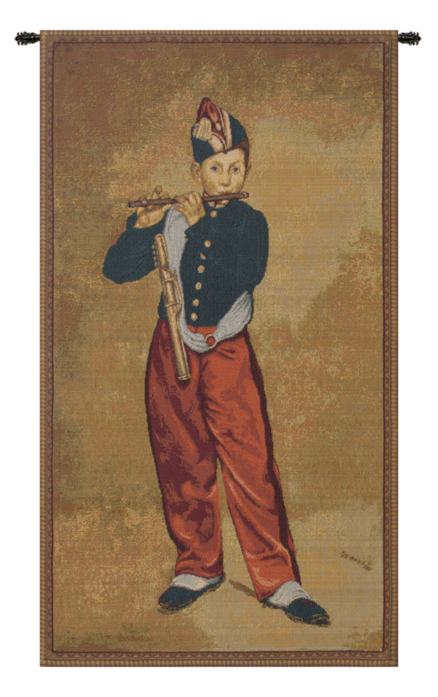 Edouard Manet The Piper Tapestry Wall Hanging 24 x 15 in French Fine Art Jacquard Woven Wall Decor