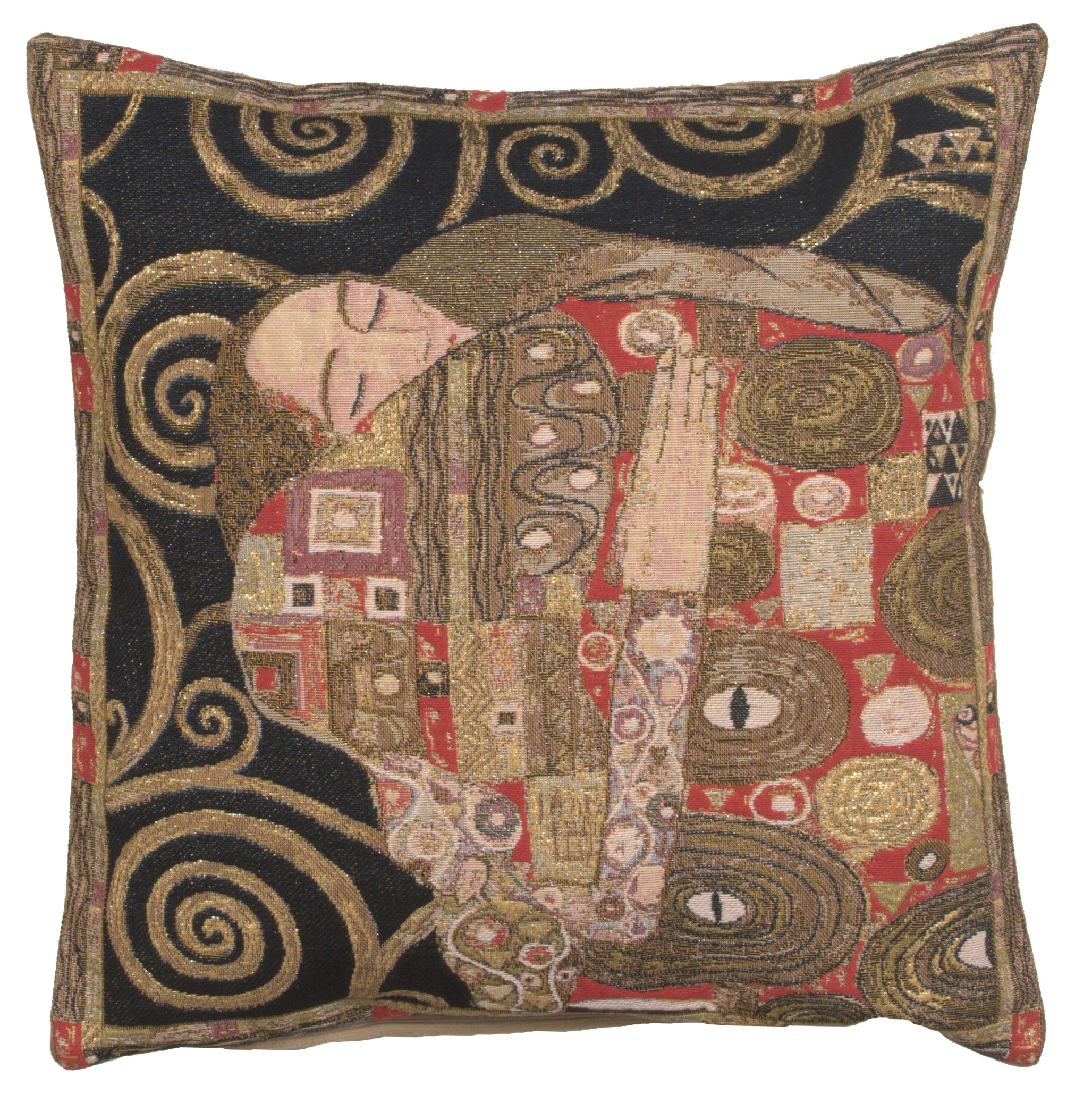 Gustav Klimt The Accomplissement Black European Tapestry Pillow Cover 18x18 Inch Pure Cotton Cushion Cover