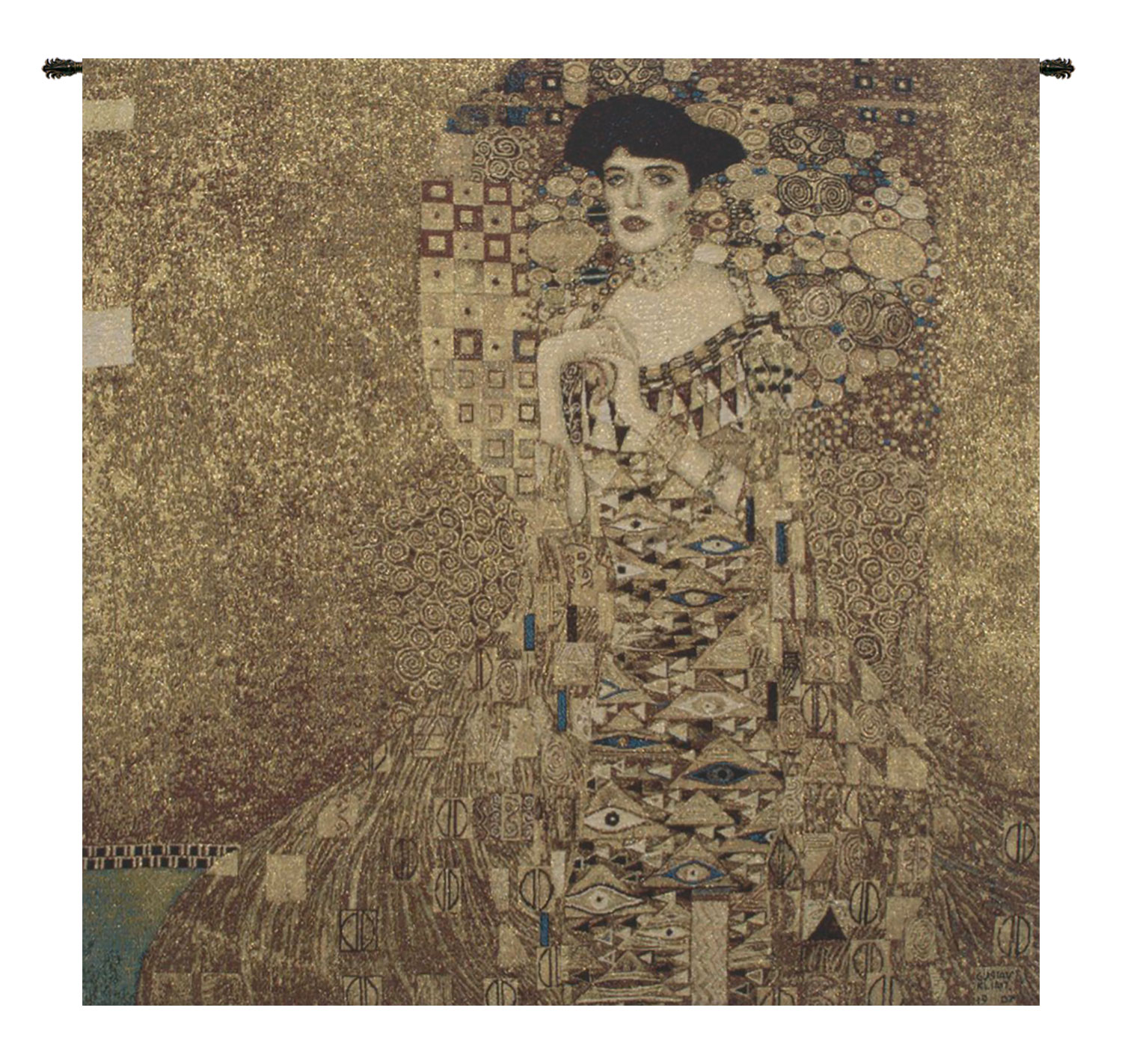 Portrait of Adele Bloch Bauer by Klimt Belgian Tapestry Wall Hanging 28x28 Inch Cotton Jacquard Woven Wall Tapestry