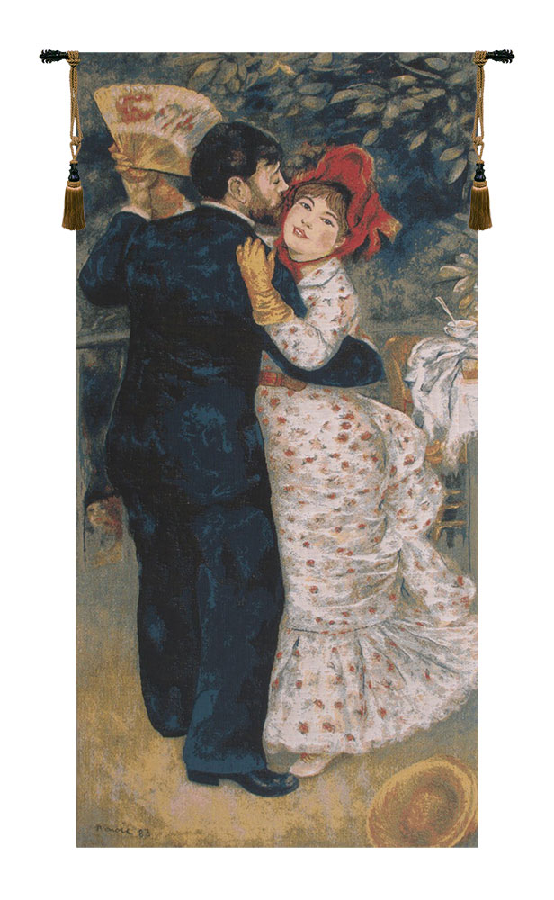 Dance In The Country By Renoir European Tapestry 54 x 28 in French Impressionist Jacquard Woven Wall Art