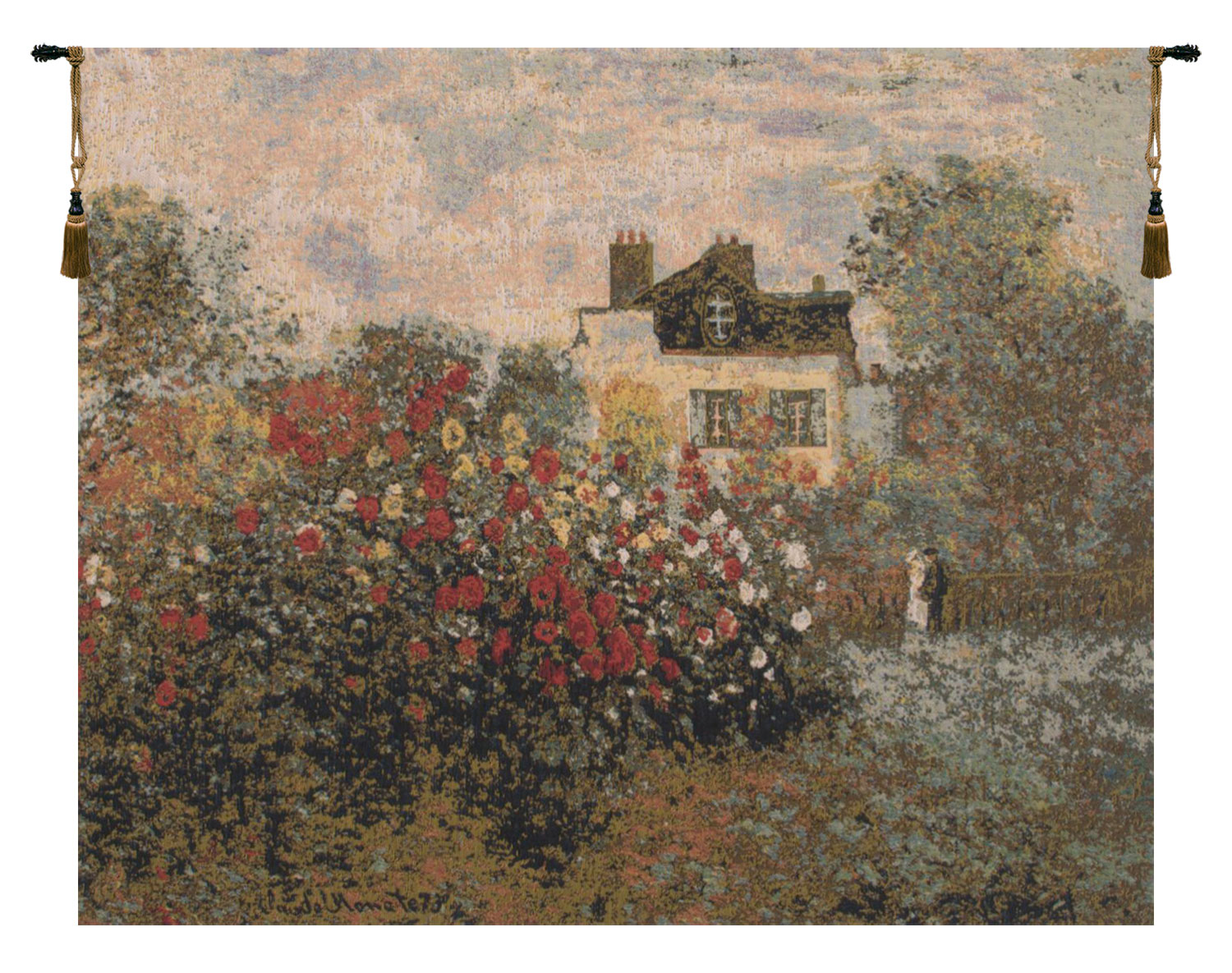 Claude Monet The House Vintage Tapestry Wall Hanging 18 x 24 in French Impressionist Landscape Wall Decor