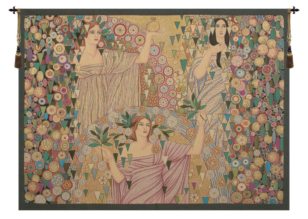 Galileo Chini Primavera Decorative Tapestry Wall Hanging 39 x 53 Art Nouveau Floral Jacquard Woven Wall Decor