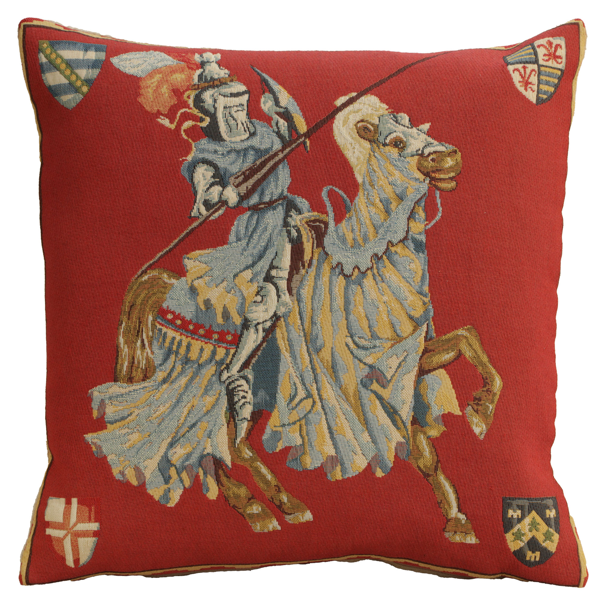 Blue Knight European Tapestry Pillow Cover 18x18 Inch Cotton Jacquard Woven Cushion Cover