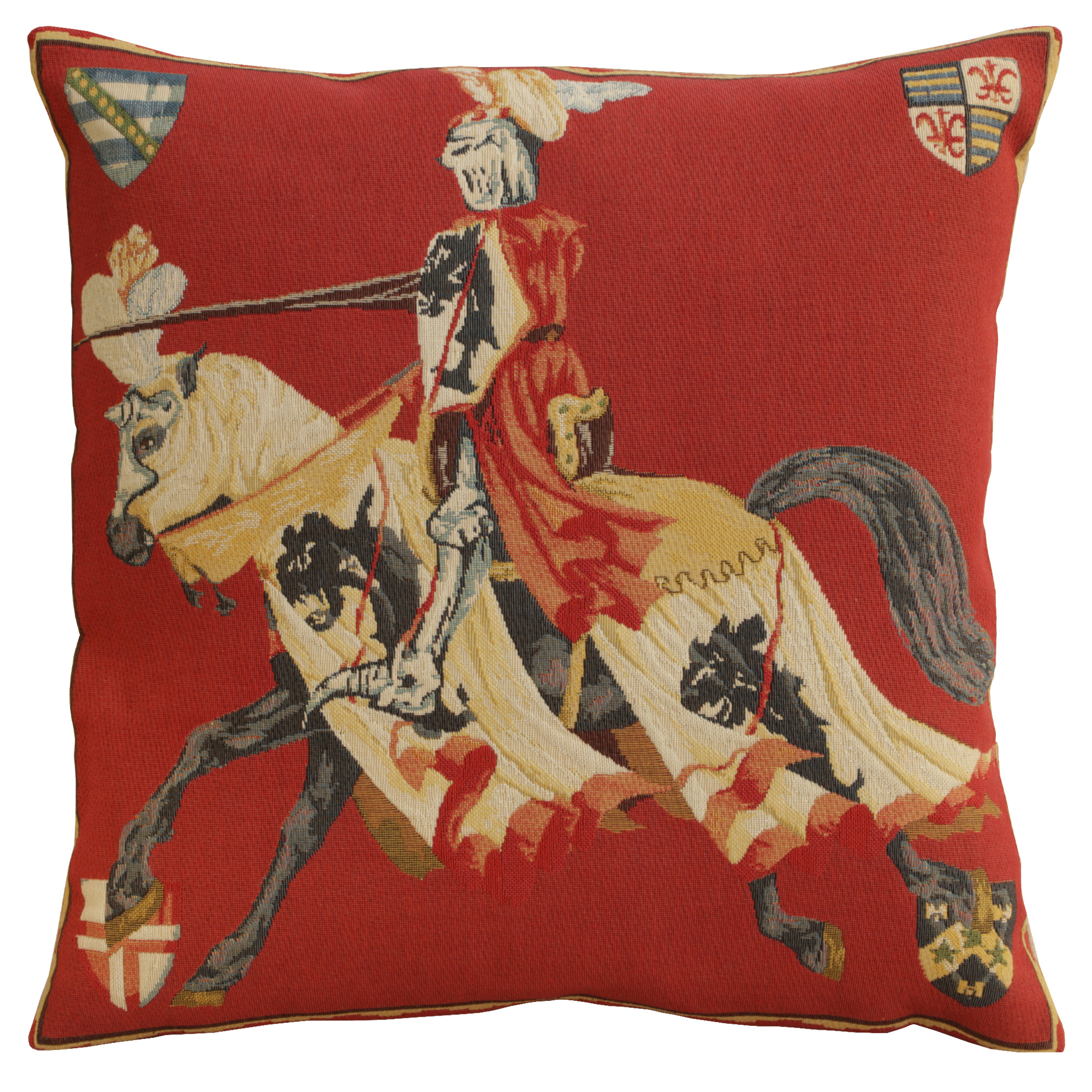 Red Knight European Tapestry Pillow Cover 18x18 Inch Cotton Jacquard Woven Cushion Cover