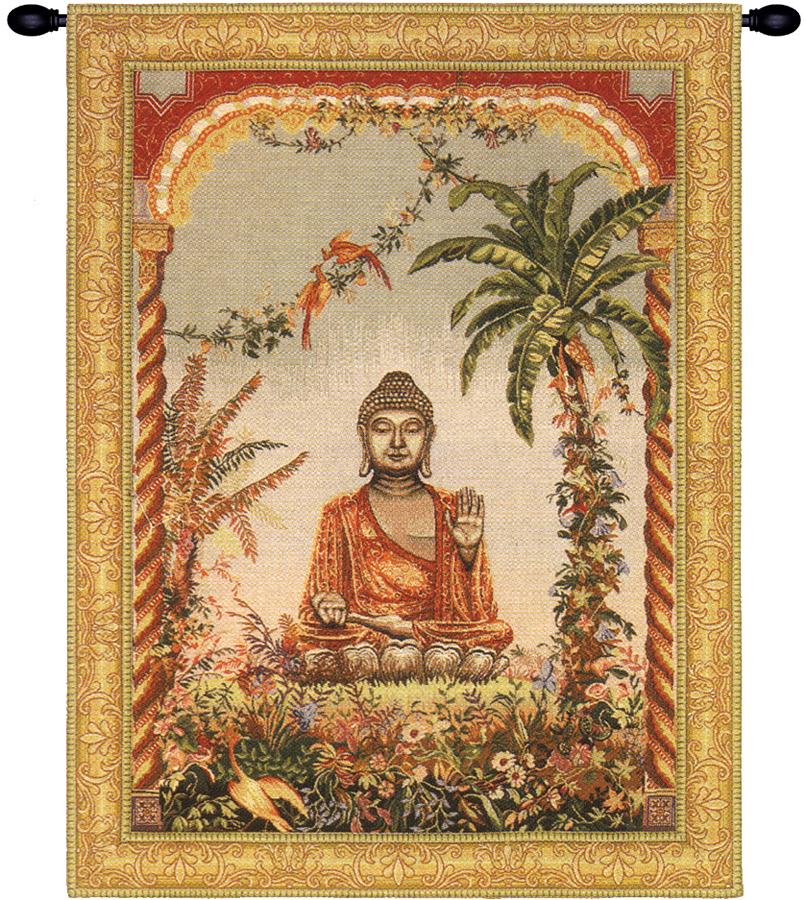 Jean Baptiste Huet Buddha French Tapestry Wall Hanging 32x25 Inch Cotton Jacquard Woven Wall Tapestry