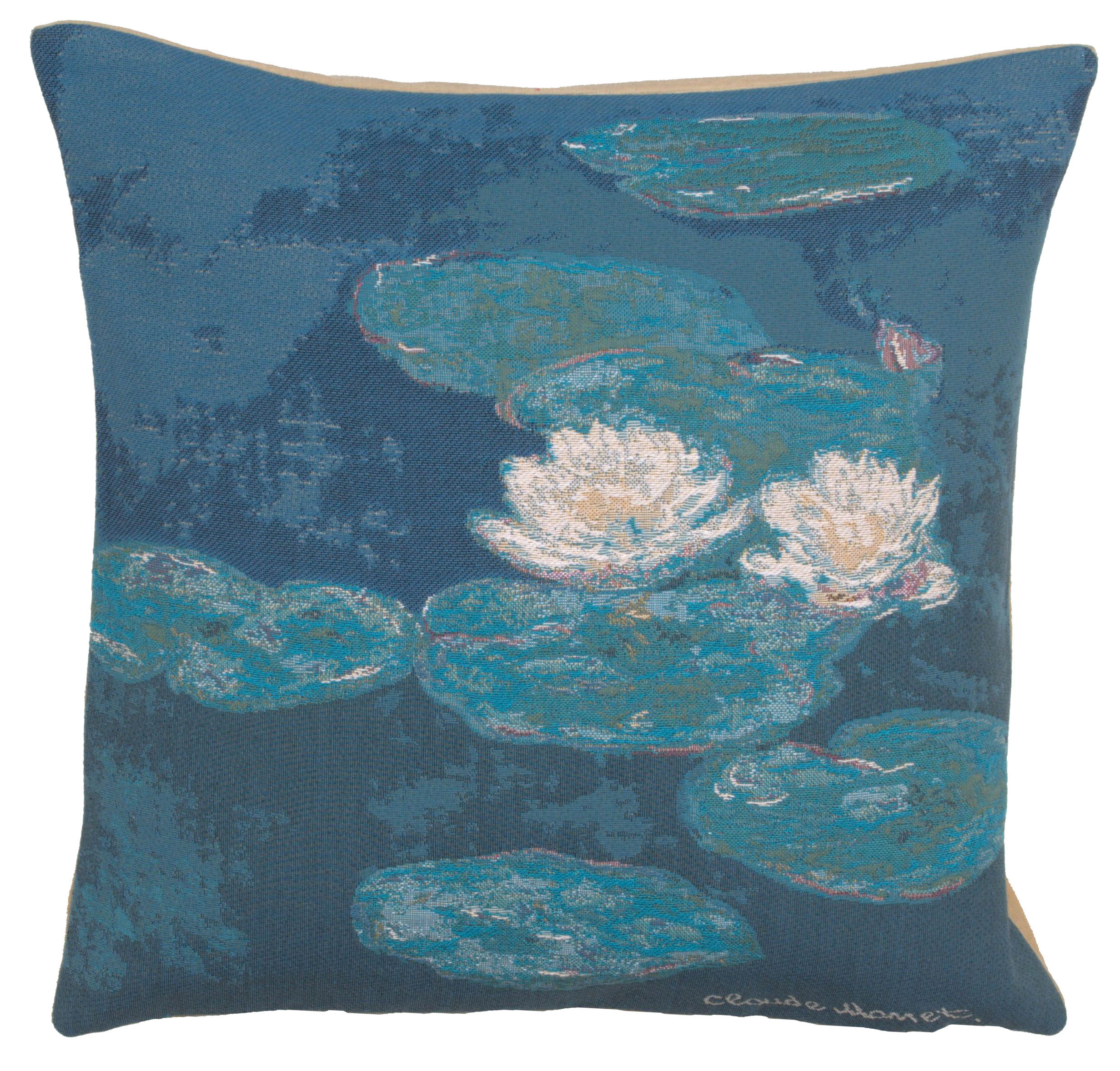 Claude Monet Lily Pads Tapestry Pillow Cover 18x18 Inch Cotton Jacquard Woven Cushion Cover