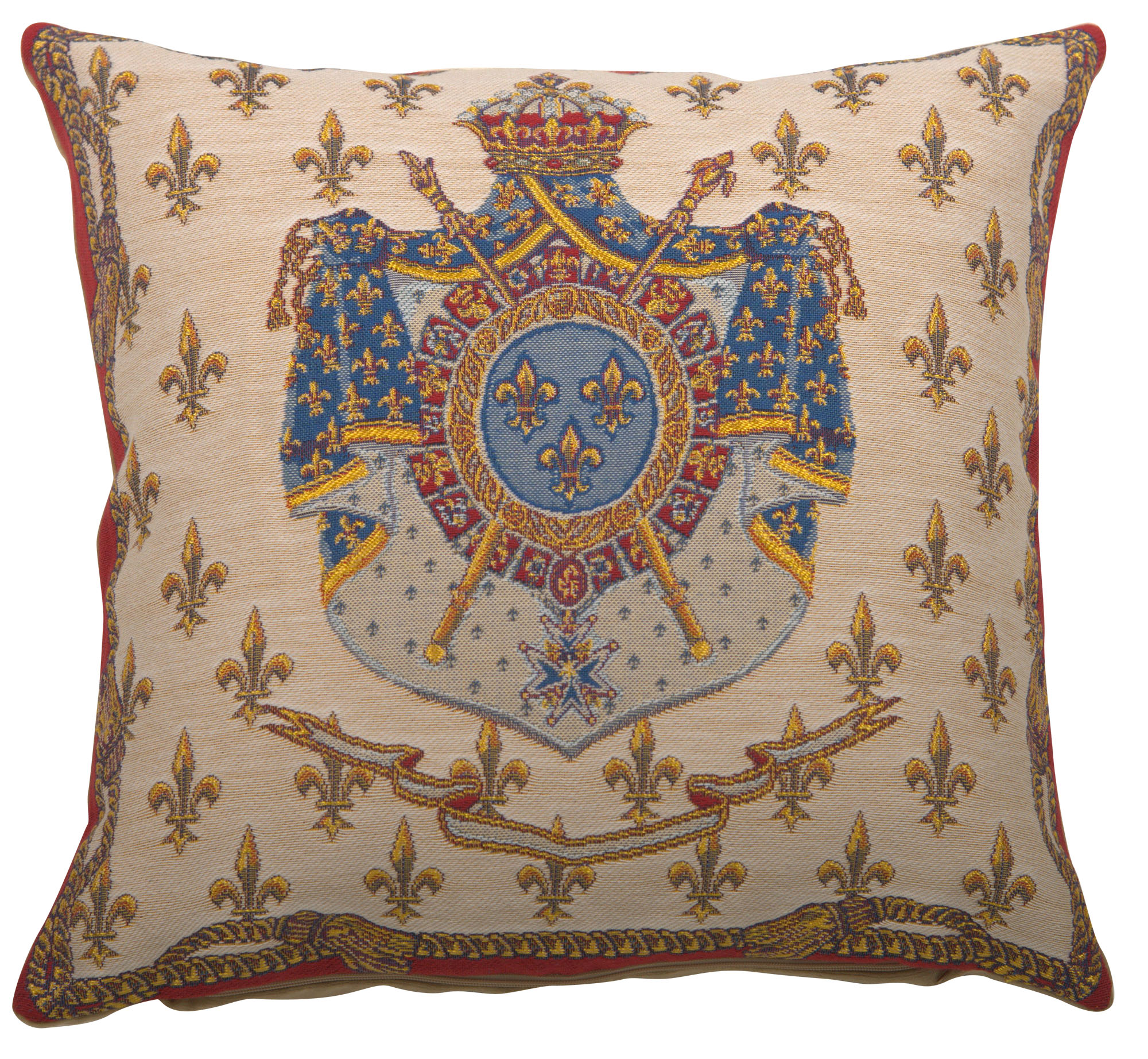 Vintage Blason Royal Tapestry Pillow Cover 18x18 Inch Cotton Jacquard Woven Cushion Cover