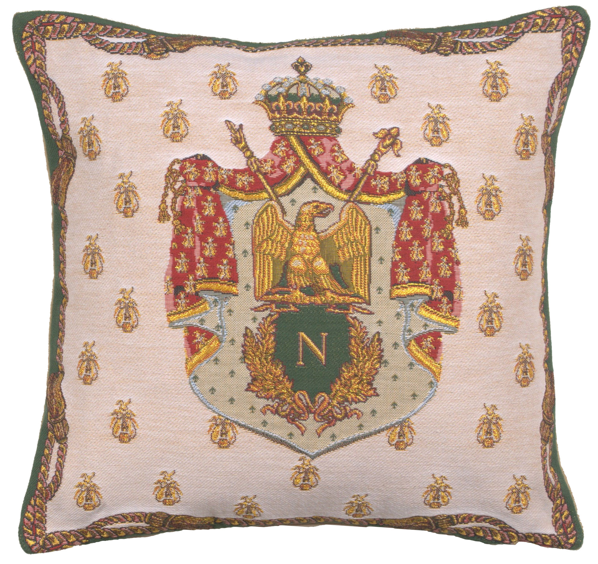 Vintage Napoleon Crest Tapestry Pillow Cover 18x18 Inch Cotton Jacquard Woven Cushion Cover