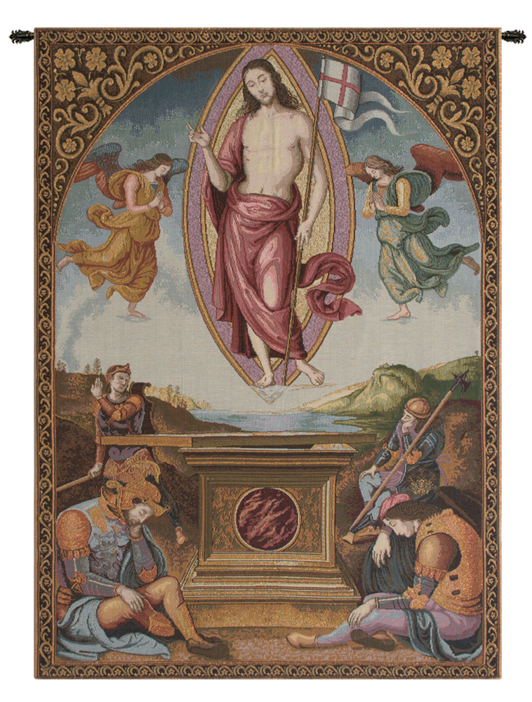 Pietro Perugino Resurrection Tapestry Wall Hanging 36 x 25 in Renaissance Religious Christian Jacquard Woven Wall Art