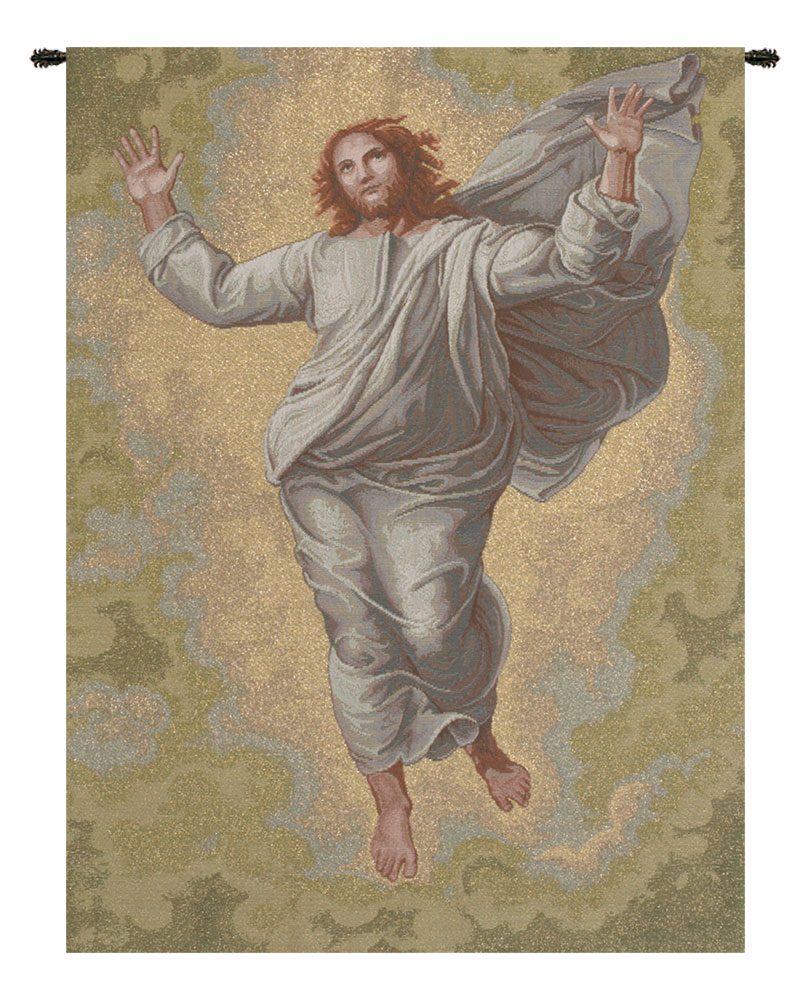Raphael Transfiguration of Jesus Vintage Tapestry Wall Hanging 25 x 18 in Renaissance Christian Jacquard Woven Art