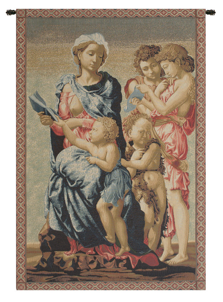 Michelangelo Madonna Manchester Vintage Tapestry Wall Hanging 38 x 24 in Renaissance Religious Jacquard Woven Wall Art