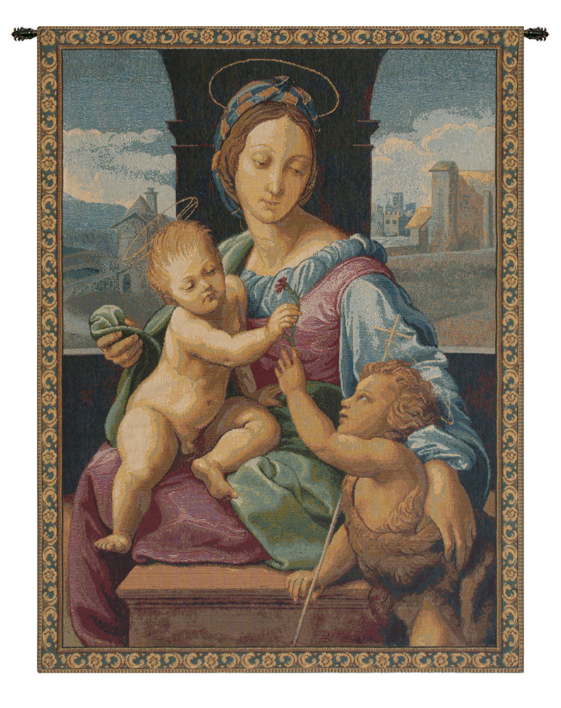 Raphael Madonna Aldobrandini Vintage Tapestry Wall Hanging 12 x 8 in Renaissance Christian Jacquard Woven Wall Art
