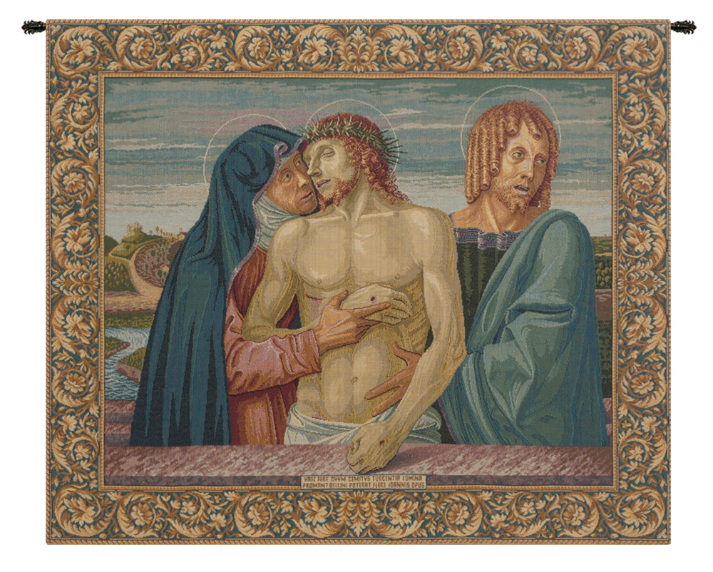 Giovanni Bellini Pieta Religious Tapestry Wall Hanging 20 x 25 in Renaissance Christian Jacquard Woven Wall Art